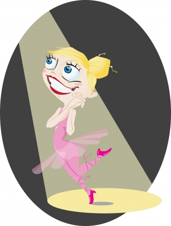 A cartoon ballet dancer enjoys the spotlight.のイラスト素材