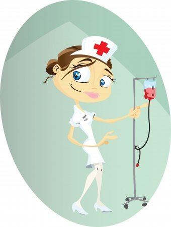 A cartoon nurse busy doing her rounds at the hospital.Illustrator .eps v10.Contains transparency some effects.のイラスト素材