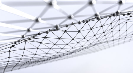 Abstract black science 3D background. Network connection structure. Abstract nanotechnology...