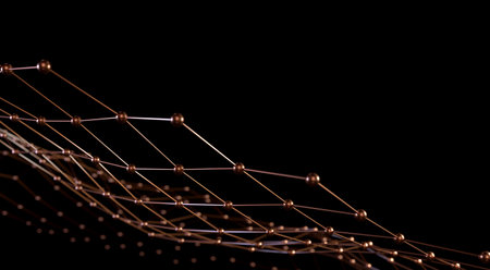 Abstract black science 3D background. Network connection structure. Abstract nanotechnology...