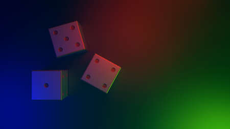 Casino dice on a black background. Gambling. 3d rendering.
