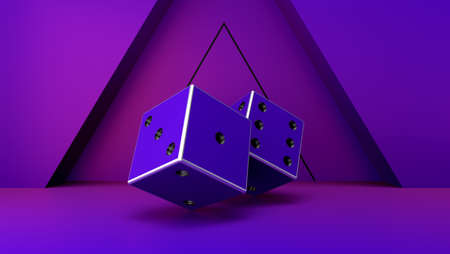 Casino dice on a bright background. Gambling. 3d rendering.