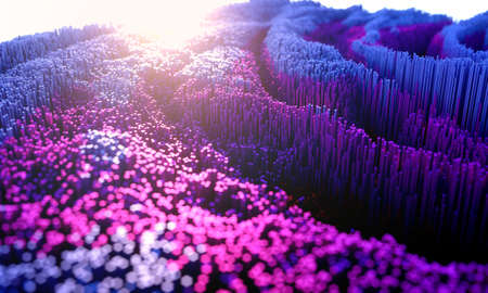 Abstract colorful background. Digital art of nature. Abstract 3d topographic nature landscape. Macro background. Elements under a microscope. 3D rendering.の写真素材