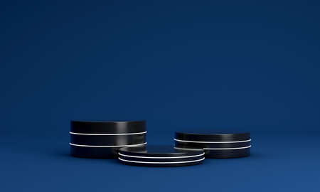 Podium, pedestal or platform, background for the presentation of cosmetic products. 3d podium. Place for ads.3D rendering podium geometry with elements. Product presentation blank podium.の写真素材