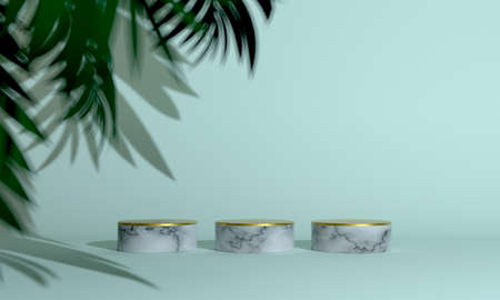 Podium, pedestal or platform, background for the presentation of cosmetic products. 3d podium. Place...