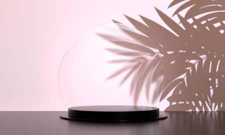 Podium, pedestal or platform, background for the presentation of cosmetic products. 3d podium. Place...