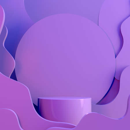 Podium, pedestal or platform, background for the presentation of cosmetic products. 3d podium. Place...