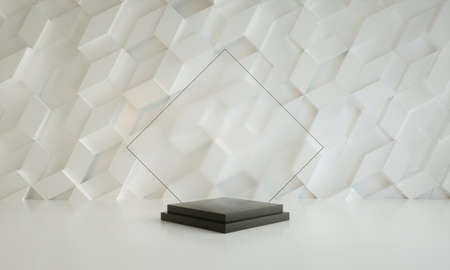 Podium, pedestal or platform, background for the presentation of cosmetic products. 3d podium. Place...