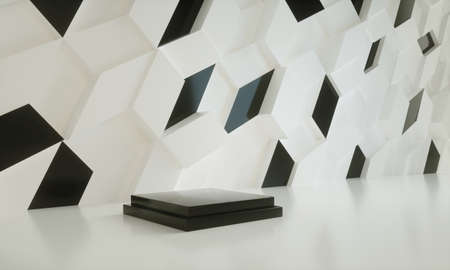 Podium, pedestal or platform, background for the presentation of cosmetic products. 3d podium. Place...