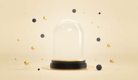 Podium, pedestal or platform, background for the presentation of cosmetic products. 3d podium. Place...