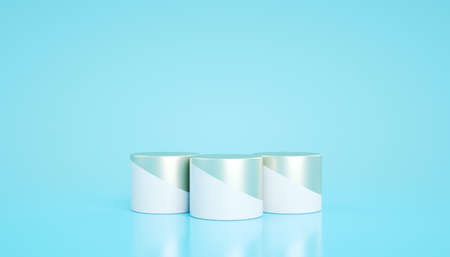 Podium, pedestal or platform, background for the presentation of cosmetic products. 3d podium. Place for ads. 3D rendering. Product presentation blank podium.の写真素材