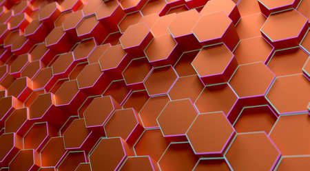 Abstract luxury background with golden hexagons.Background with hexagons at different levels....