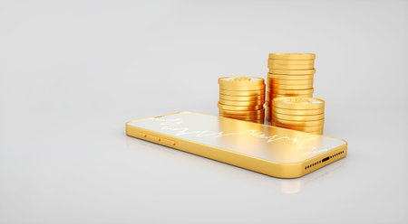 bitcoin golden coin. digital currency. Cryptocurrency concept. Money and finance symbol. Mobile...