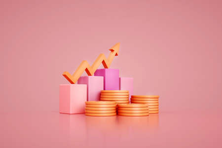 bitcoin golden coin. digital currency. Income growth statistics. Cryptocurrency concept. Money and finance symbol. 3d rendering.の写真素材