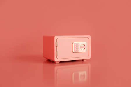 The golden safe is in the foreground. banking security. gold bars. 3D illustration.の写真素材