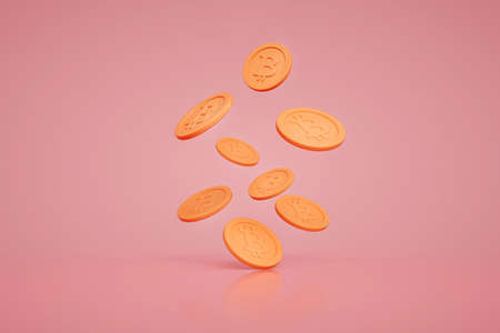 bitcoin golden coin. digital currency. Cryptocurrency concept. Money and finance symbol. 3d rendering.の写真素材