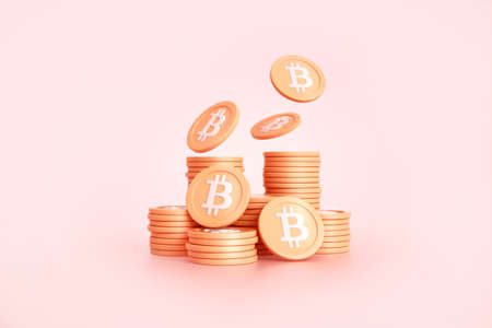 bitcoin golden coin. digital currency. Cryptocurrency concept. Money and finance symbol. 3d rendering.の写真素材