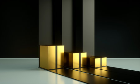Podium, pedestal or platform, background for the presentation of cosmetic products. 3d podium. Place...