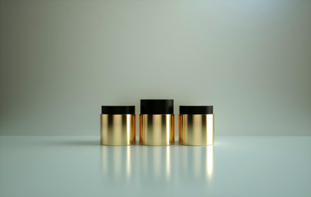 Podium, pedestal or platform, background for the presentation of cosmetic products. 3d podium. Place for ads. 3D rendering. Product presentation blank podium.の写真素材