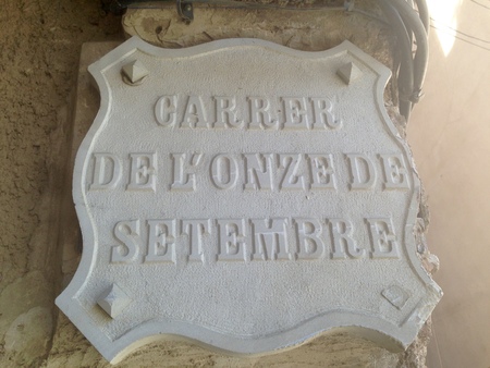 The onze de setembre street, commemoration of the national catalan dayの写真素材