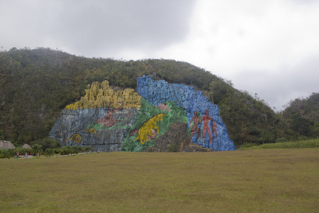 Famous Mural de la Prehistoria at Vinales of Pinar-del-Rio cubaのeditorial素材