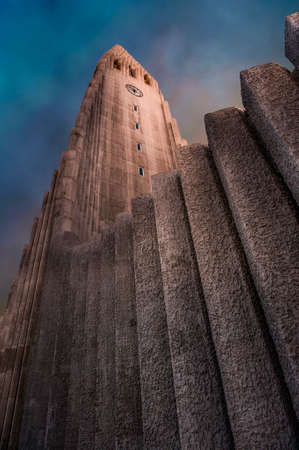 Hallgrimskirkja Cathedral in Reykjavik, Icelandのeditorial素材