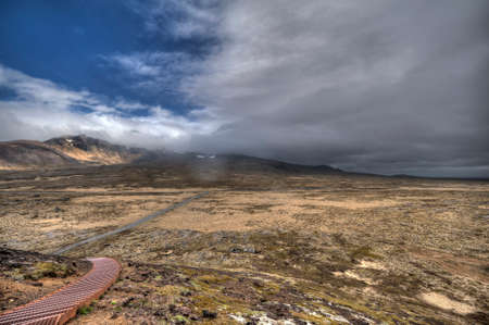 Saxholl crater, Iceland.The crater rise 109 m above sealevelの写真素材