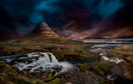 Kirkjufellsfoss waterfall - Icelandの写真素材