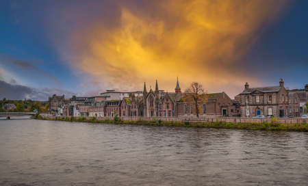 Cityscape of Inverness, Scotland, UKの写真素材