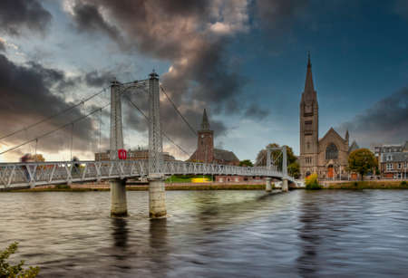 Cityscape of Inverness, Scotland, UKの写真素材