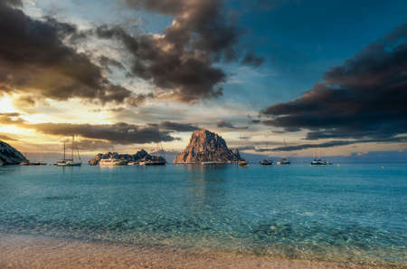 Cala d'hort beach in the village of San Jose - Ibiza - Balearic Islands, Spain.の写真素材