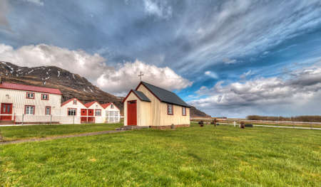 Berunes is located next to highway no 1, by northern side of the fjord BerufjÃ¶rÃ°ur. At Berunes is also a Hostel, restaurant as well as a camp site. - Iceland.のeditorial素材