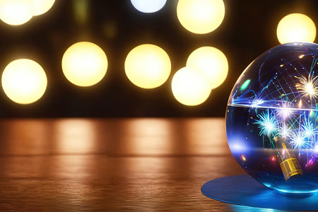 New year crystal ball on a tableの写真素材