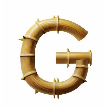 capital letter G in bamboo with white background. Bamboo alphabet, letter G isolated on white background, vector illustrationのイラスト素材