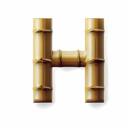 capital letter H in bamboo with white background. Bamboo alphabet, letter H isolated on white background, vector illustrationのイラスト素材