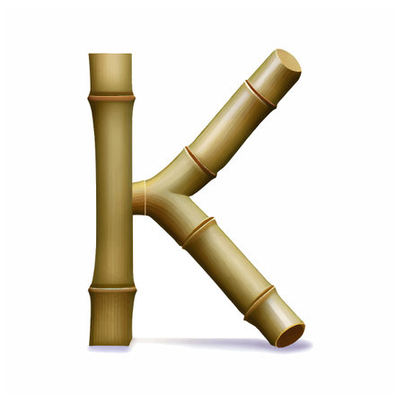 capital letter K in bamboo with white background. Bamboo alphabet, letter K isolated on white background, vector illustrationのイラスト素材