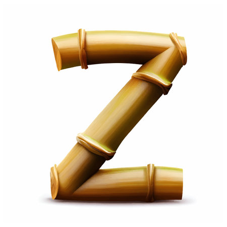capital letter z in bamboo with white background. Bamboo alphabet, letter z isolated on white background, vector illustrationのイラスト素材