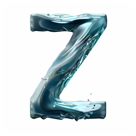 One letter of the alphabet made of liquid aqua. 3D renderingの写真素材