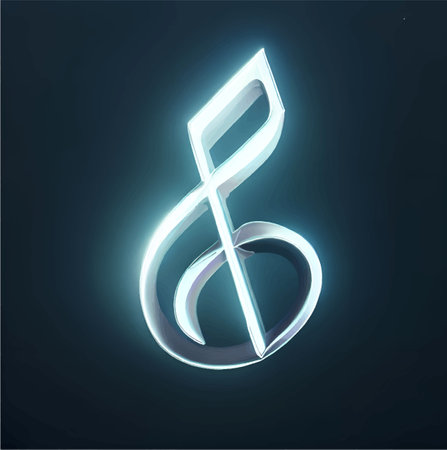 Glowing musical note on a dark background. Vector illustration. Eps 10