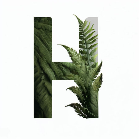 Font design, Abstract alphabet font with fern leaves pattern - Hの写真素材