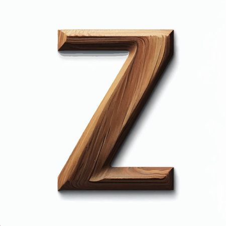 Wooden letter Z isolated on white background. 3D illustration.の写真素材