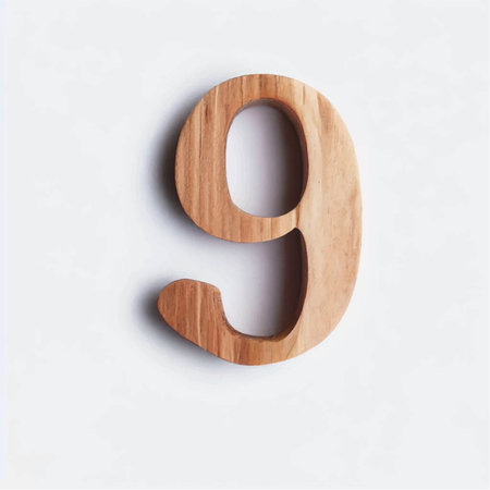 Wooden number 9 isolated on white background. 3d illustration.