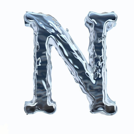 Metal alphabet isolated on white background. Letter N. 3d renderingの写真素材