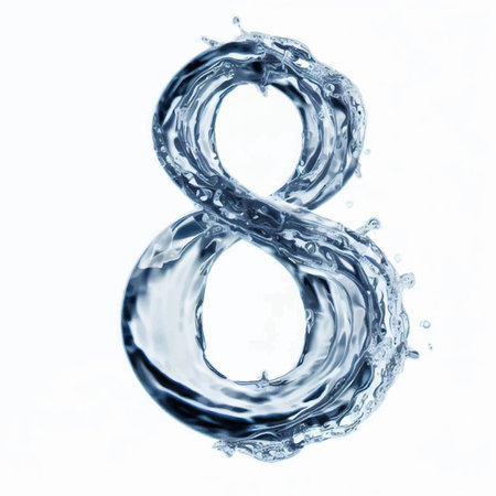 Water number eight on a white background. 3d rendering, 3d illustration.の写真素材