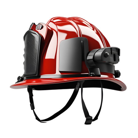 Firefighter Helmet on a white background. 3d rendering.の素材