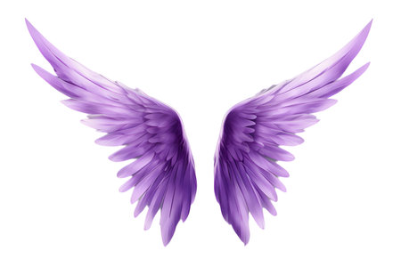 Purple wings isolated on a white background. 3d rendering.の素材