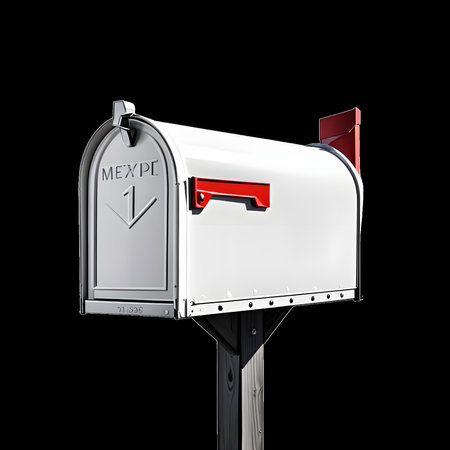 Mailbox on a black background. 3d rendering. Computer digital drawing.の素材
