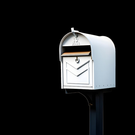Mailbox on a black background. 3d rendering. Computer digital drawing.の素材