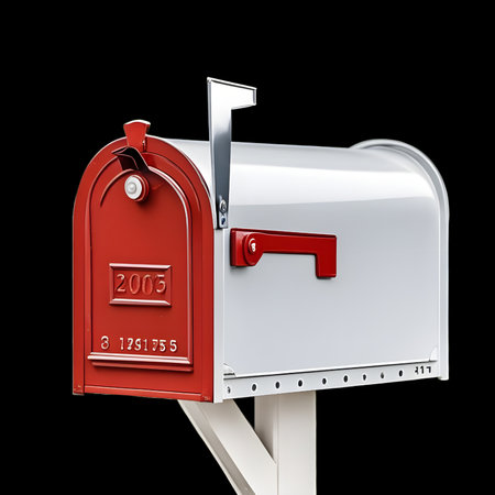 mailbox isolated on a black background. 3d render image.の素材