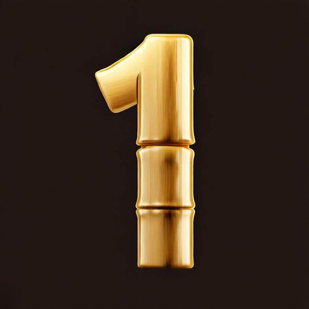 golden number one isolated on black background - 3d illustration of symbolsの素材